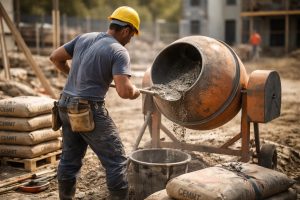 macon-betoniere-sacs-ciment-outils